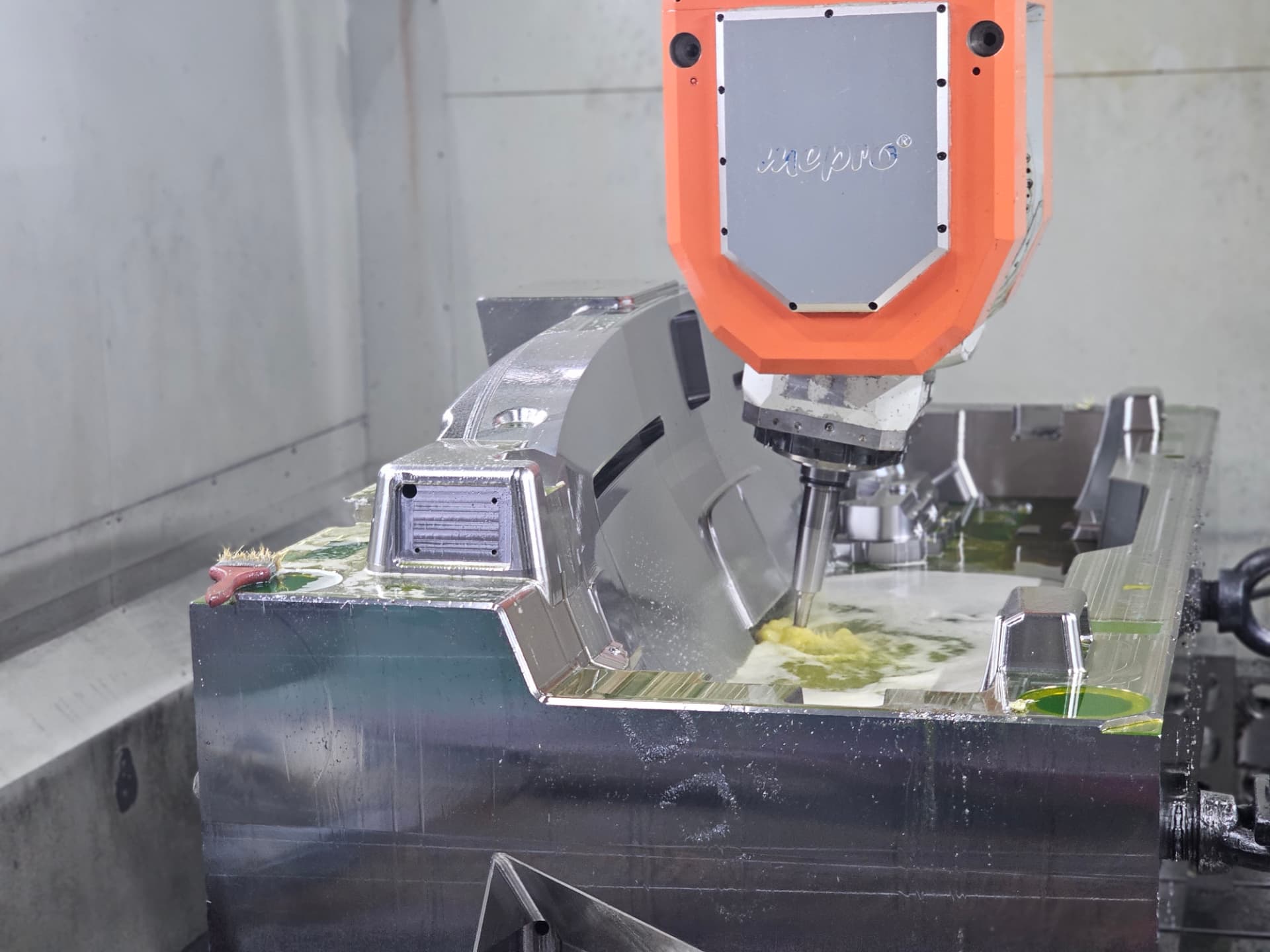steel block on CNC machine