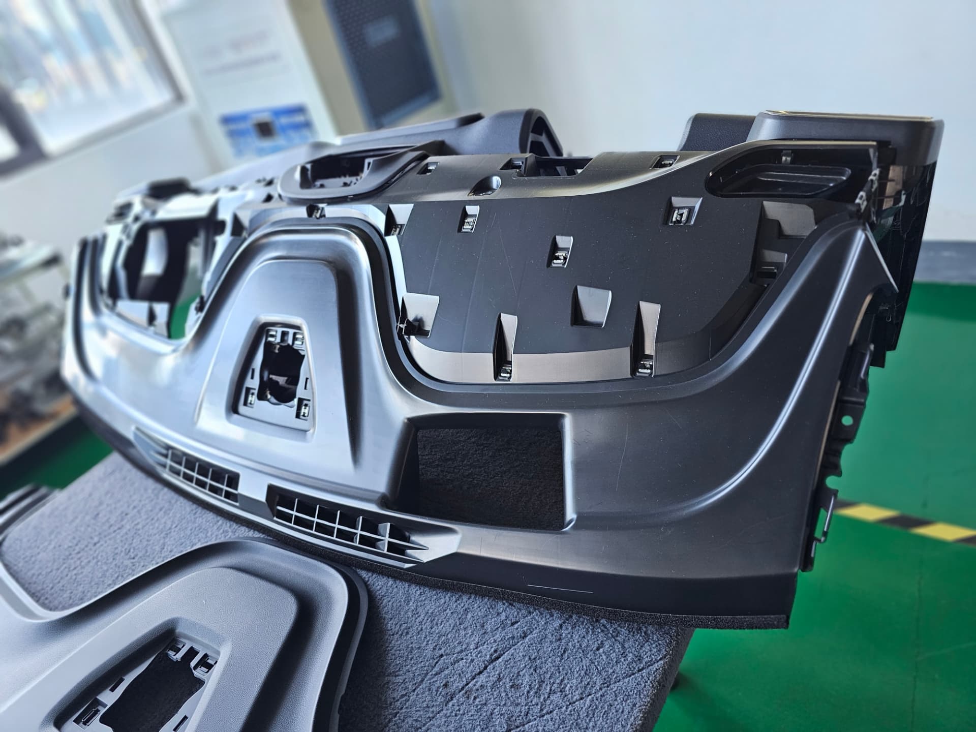 Instrument panel substrate, silver and black moulded surfaces